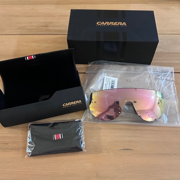 Carrera Flag Lab 12 Special Edition Rose Gold Pink Lens Sheild Sunglasses Barbie - Picture 2 of 10